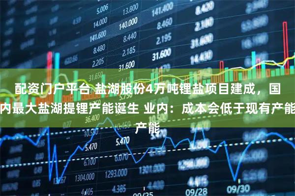 配资门户平台 盐湖股份4万吨锂盐项目建成，国内最大盐湖提锂产能诞生 业内：成本会低于现有产能
