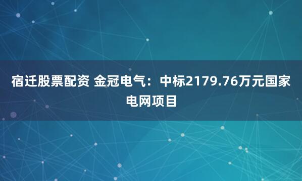 宿迁股票配资 金冠电气：中标2179.76万元国家电网项目